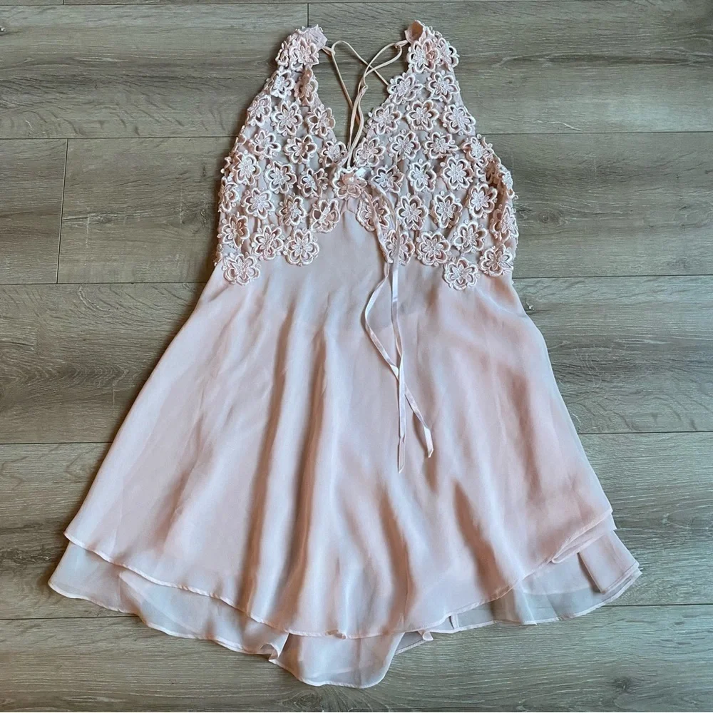 Vintage LaSenza lingerie negligee babydoll‎ top crocheted floral for Spendida - Picture 3 of 9
